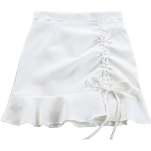 Korean Clothes A-line Skirts Ruffles Womens Clothing Summer Preppy Style Sweet Mini- Skirts Fashion Brand Asymmetric New
