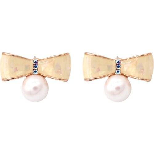 99CARATS SUMNI Fashion Sweet and lovely maiden, bowknot, shell drop glaze, ear nail. For Women Free Shipping