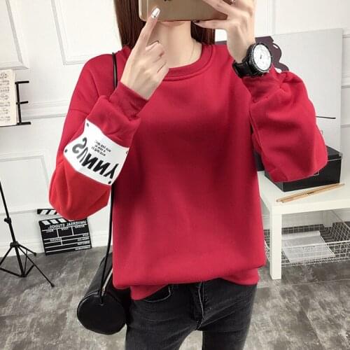 Winter womens new print casual student college wind girl loose cute round neck pullover Hoodies Sweatshirts