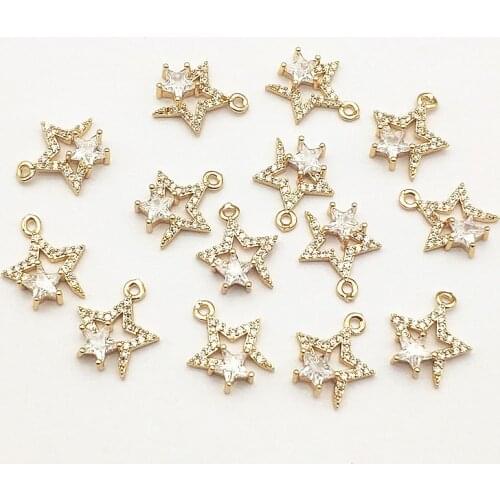 New Arrival! 14x12mm 50pcs Cubic Zirconia Copper Charm for Handmade Necklace Earring DIY Parts,Jewelry Findings & Components