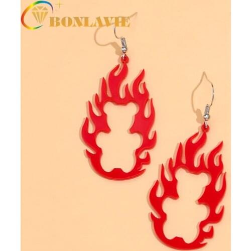 NUNCAD Acrylic Hollow Flame Earrings Creative Fashion Exaggerated Earrings Jewerly Wholesale Good Quality