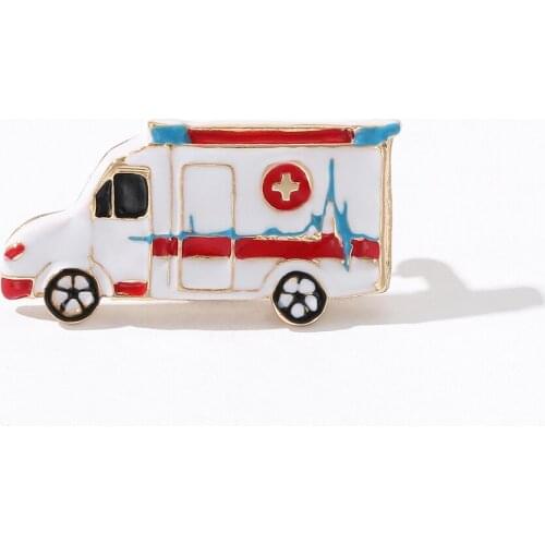 New Enamel Ambulance Car Brooch Badge Gold Color Lapel Pin Brooch Medical Jewelry For Friends Medical Student Gifts Wholesales