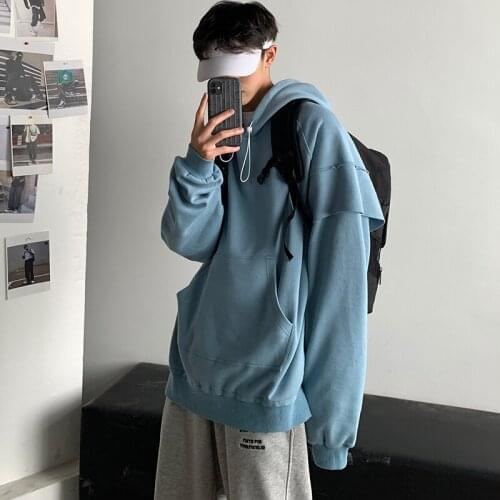 Autumn neutral Hong Kong Style LV Pullover fake two piece Hooded Sweater
