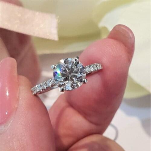 RandH 1.0CT 2.0CT 3.0 Carat F Color Luxious Engagement Wedding Moissanite Ring for Women 1.4K Solid Gold Customization