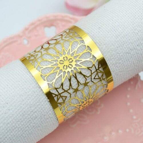 Geometric pattern laser cut metallic paper custom wedding napkin rings