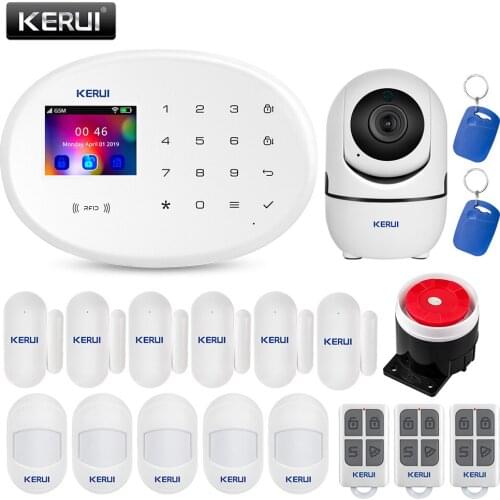 KERUI W20 4G GSM WIFI Alarm System Kit Home Security Tuya Smart App 2.4 Inch Color Screen Infrared Sensor Burglar Alarm Panel