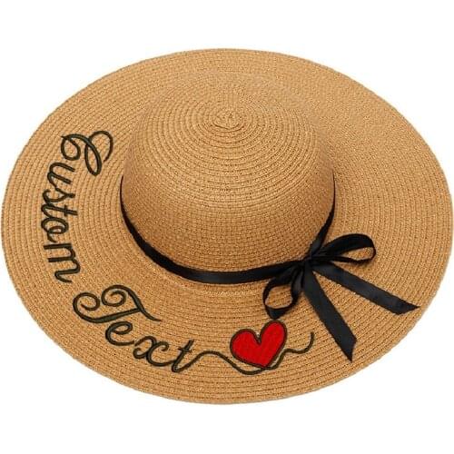 Summer Beach Hat For Womens Personalized Customize Name Text Logo Embroidery Bride Bridesmaid Sun Straw Hat Female Sunshade Caps
