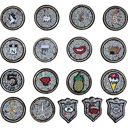 Gold sequin badge embroidery ballet girl tower decoration rhinestone DIY clothing craft supplies accessories 1PCS for sale