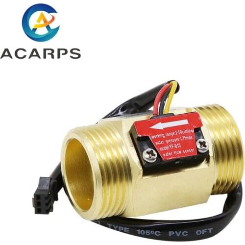 1" Brass Water Flow Sensor 2.0MPa Hall Sensor Turbine Flowmeter DC5~18V Control Liquid Flow
