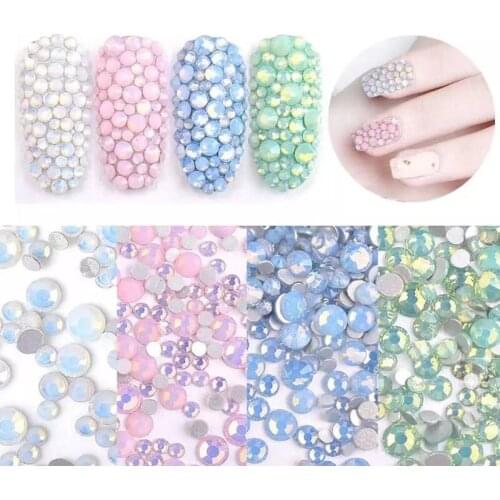 1Pack Nail Art Rhinestones Tips Resin Protein AB Crystal Pink Green Blue Mixed Shape Strass Water Drop 3D Manicure Decor Tool