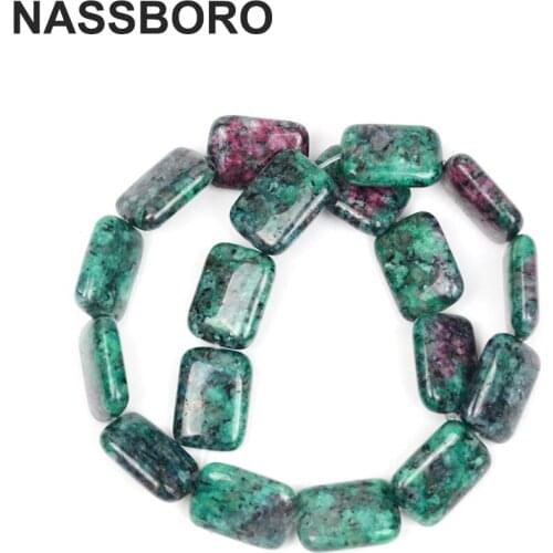 Rectangle Natural Epidote Zoisite Stone Beads for DIY Bracelet Necklace Jewelry Making Wholesale Loose Bead 10pcs 13X18mm