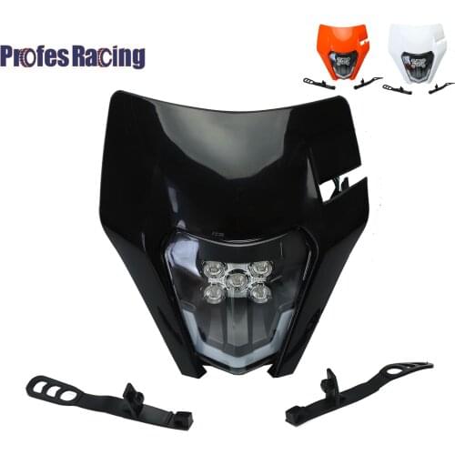 12V LED Motorcycle Headlight Fairing Headlamp E8 Emark for SX-F SX EXC XC-W XC-F WR DRZ KLX KX YZ F Dirt Bike Fairing Mask