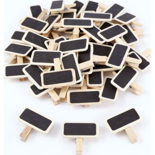 50 Mini blackboard wood message slate rectangle clip clip panel card memos label brand price place number table
