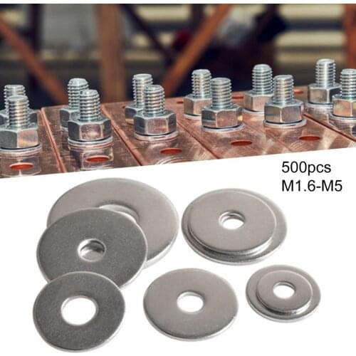 500Pcs M1.6-M5 Gasket Stable Performance Corrosion Resistance Smooth Multiple Assistant Gaskets for Equipment Manufacture