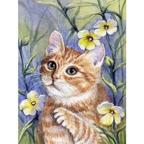 5D DIY Diamond Painting Cat Cross Stitch Animal Embroidery Complete Kit Picture Of Rhinestones Mosaic Decoration Home