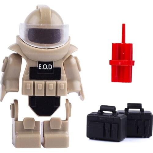 MOC City SWAT EOD Armor Vest Building Blocks Military Helmet Weapons Bag Accessories Soldiers Police Figures Parts Toy Children