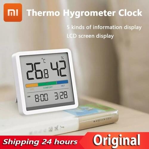 Xiaomi MIIIW Mute Thermohygrometer Clock Version 5 kinds of Information LCD Display Highprecision Temperature Monitor for Indoor