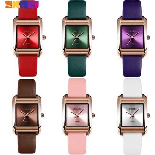 SKMEI Top Brand Luxury Ladies Leather Watches Fashion Waterproof Quartz Clock Female Watch Women Thin Casual Strap montre femme