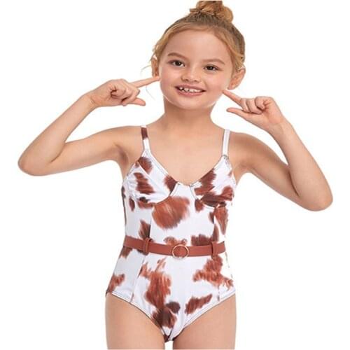 Kids Baby Girls One Piece Swimwear Sleeveless Print Swimsuit Summer Children Stylish Bathing Suit Swimsuit Beach Swimming Suit
