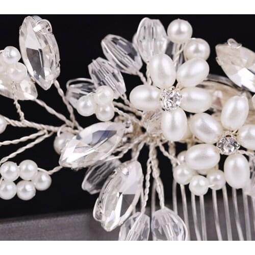 Elegant Pearl Beads Long Curved Shape Hair Comb Inserted Combs Hair Ornaments Headpiece Wedding Bridal Accessories XIN-Shipping