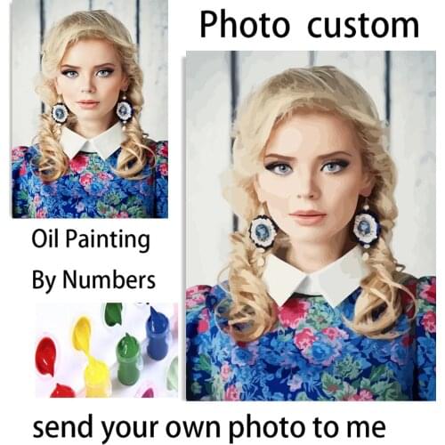 HUACAN Paintings By Numbers Photo Custom Kits DIY Drawing Canvas HandPainted Portrait Picture Home Decor Gift