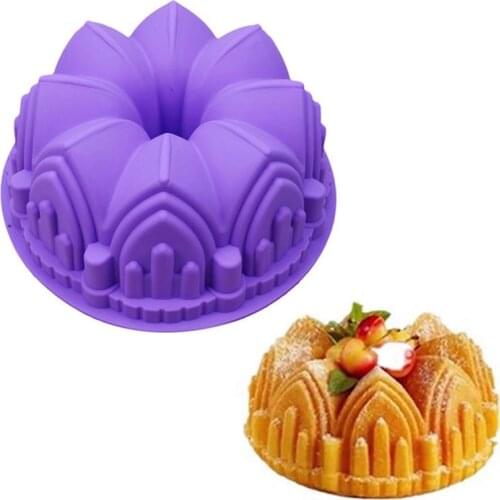 Kapmore 1pc Castle Shape Cake Mold Reusable Non Stick Crown Shape Silicone Mold DIY Baking Tools Accessories Random Color