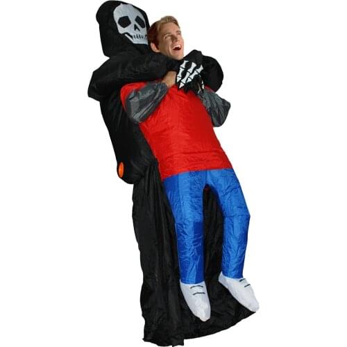 Carnival Cosplay Ghost Inflatable Costume Adult Kids Scary Horrible Skeleton Ghost Costumes for Man Women Halloween Party Suit