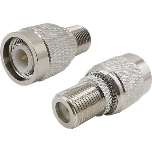 2Pcs Silver TNC Male Plug to F Female Jack Connector RF Coaxial Coax Adapter for Antennas Wireless LAN Devices Wi-Fi Radios
