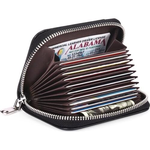 Genuine Leather Rfid Coin Purses Unisex Zipper Pock Money Bag High Capacity Organ ID Credit Card Holder Woemen Men Wallet