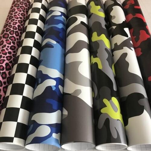 Many Kinds Black Grey White Blue Yellow Camouflage Vinyl Car Wraps Foil Sheet With Air Release Motorbike Scooter Sticker