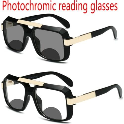 Multifocal Oversized Transition Sunglasses Photochromic Reading Glasses Men Bifocal Driving Presbyopia Points FML