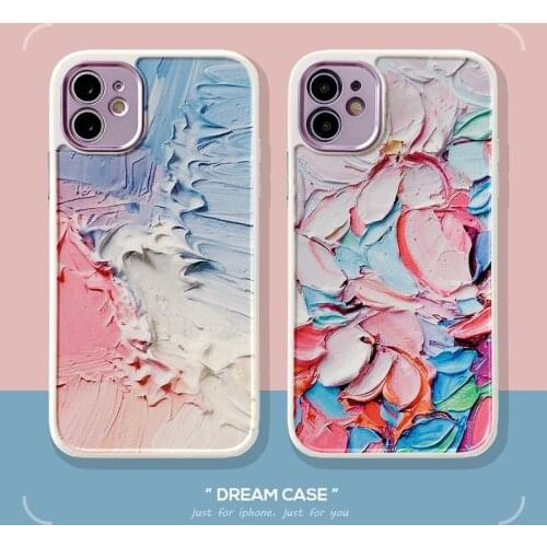Oil Painting Color Soft Case For Iphone 11 12 Pro Max Mini 7 8 Plus Xr X Xs Max Se Silicone Phone Cover Art Luxury Fundas Capa