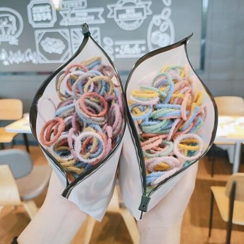 100PCS Set Cute Small Girls Elastic Hair Bands Colorful Nylon Ponytail Holder Children Bulk Fashion Headband Hair Accessories