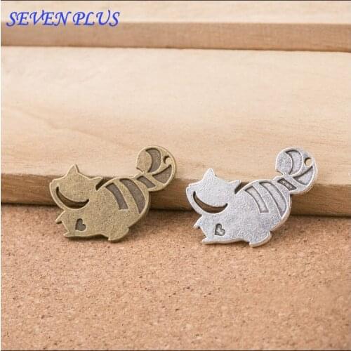 High Quality 20 Pieces/Lot 19mm*29mm Alloy Material Palm Civet Charm Small Metal Cat Animal Charms For Jewelry Making