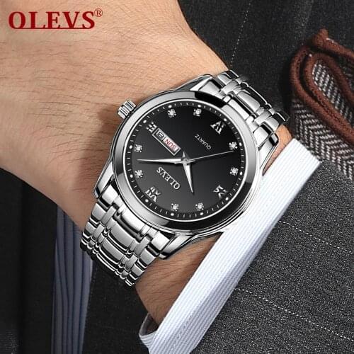 OLEVS Top Brand Men Quartz Waterproof Watch Classic Men Business Stainless Steel Strap Watches Date Clock
