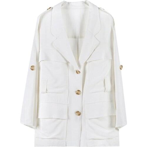 PERHAPS U Women Causal Linen Blazer Sash C0156