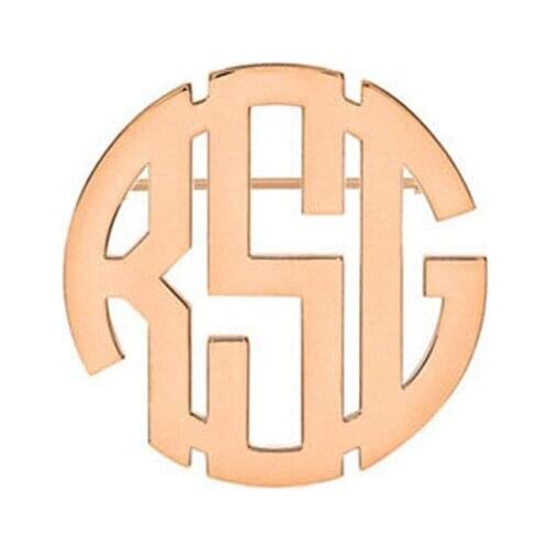 Personalizado Jewelry Custom Initials Block Monogram Brooch Stainless Steel Geometric Circle Brooches for Women Best Gift