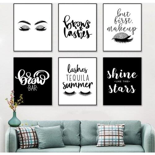 Modern Fashion Eyelash Wall Art Decor Posters Prints Brows Lashes Makeups Art Painting Wall Picture For Salon Beauty Shop