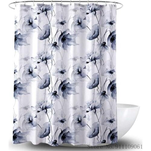 Simple Ink Painting Series Shower Curtain Waterproof Polyeste Fabric Bathroom Partition Curtains Customized Home Decoration