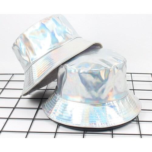 New Discolored 3D Laser Fisherman Hat for Men Reversible Womens Bucekt Hat Summer Hiking Hat Shooting Bob Hat Unisex Panama Hat