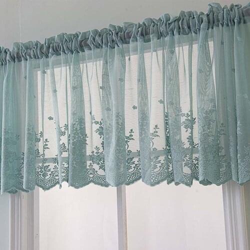 Mcao Floral Lace Sheer Curtains Rod Pockets Windows Voile for Bedroom Kitchen Soft White Short Tulle Curtain Drape Blinds TJ3385