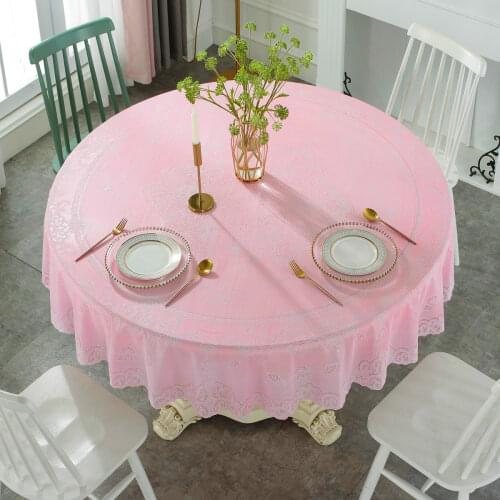 Bronzed Pvc Tablecloth Household Round Table Cloth Waterproof And Oil-proof Hotel Restaurant Banquet Tablecloth Pure White 1400
