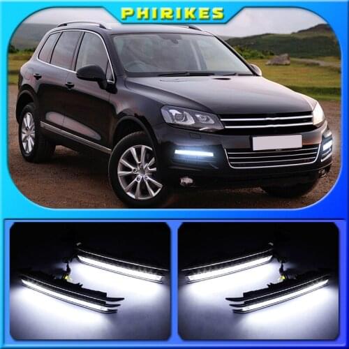LED Daytime running Lights fog lights for Volkswagen Touareg 2011 2012 2013 2014 2015 DRL LED Car Lamp External Auto Lights