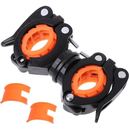 Bycicle Rotating Light Double Holder Front Flashlight Lamp Pump Handlebar