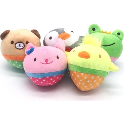 Funny Bite Resistant Cute Animal Designs Chew Squeaker Squeaky Plush Squeak Solid Dog Ball Pet Dogs Toy For Small Dogs Pets
