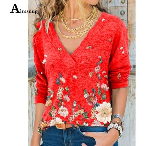 Plus Size 4xl 5xl Flower Print Tees Shirt Women Tops V-Neck 2021 Spring Autumn Shirt Casual Loose Female T-shirt Womens Clothing