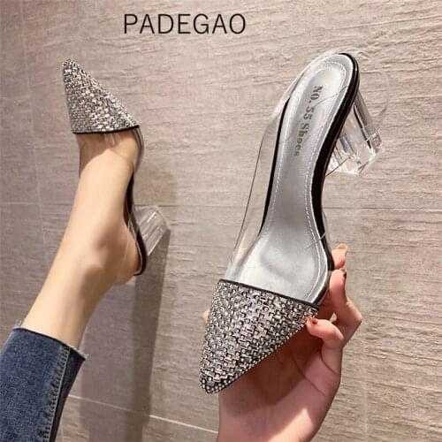 Women Shoes 2021 Transparent Heels for Women Crystal Casual Party Korean High Heels