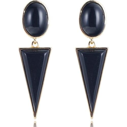 YaYi Jewelry Fashion BOHO Black Glass Crystal Rhinestone Dangle Women Ancient Gold Color Wear Ear Band Long Tassel Earrings