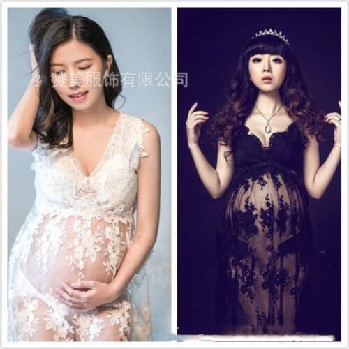 2021 Womens strapless maternity dress slim V-neck short sleeve wedding photo elegant maternity dress photography