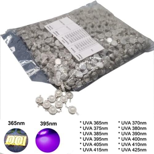 1-50pcs 3W UV Purple LED Ultraviolet Bulbs Lamp Chips 365nm 375nm 380nm 385nm 395nm 400nm 405nm 410nm 420nm 3W High Power Light